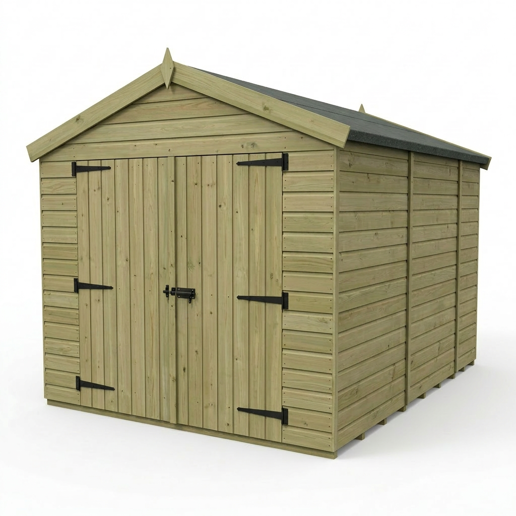 8 x 11 Apex Shed (Double Door, No Windows) - view 4