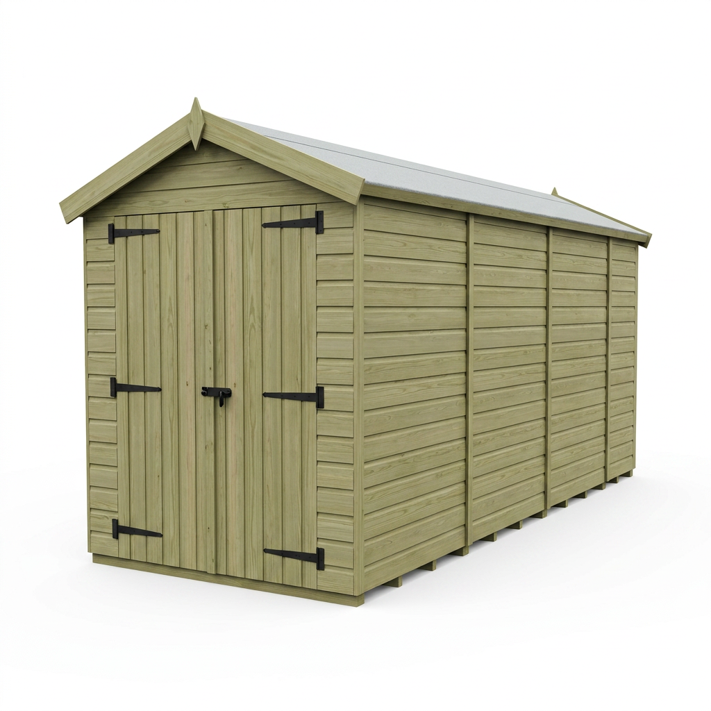 4 x 14 Apex Shed (Double Door, No Windows) - view 3