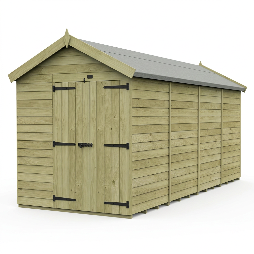 6 x 15 Apex Shed (Double Door, No Windows) - view 4