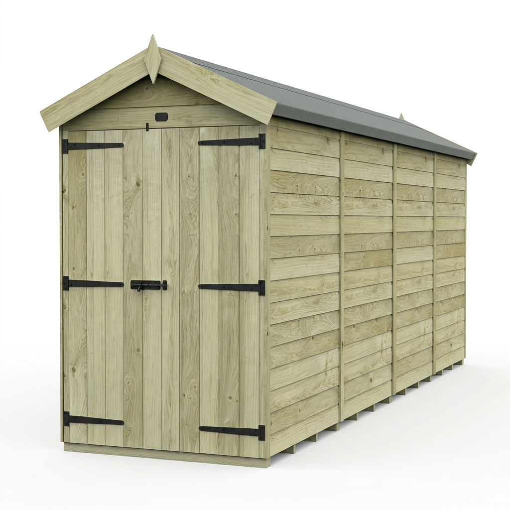 4 x 15 Apex Shed (Double Door, No Windows) - Apex Shed