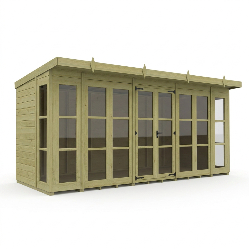 16 x 6 Georgian Window Pent Summer House - view 4