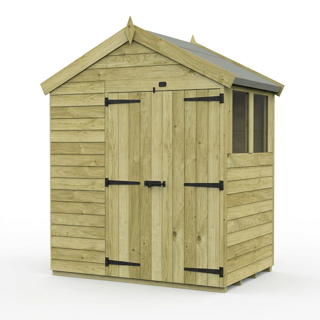 7 x 4 Apex Shed (Double Door, With Windows) - view 6