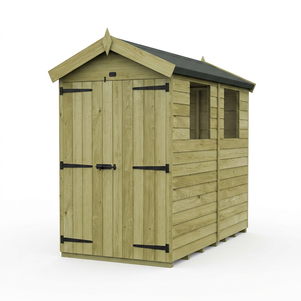 4 x 5 Apex Shed (Double Door, With Windows) - view 6