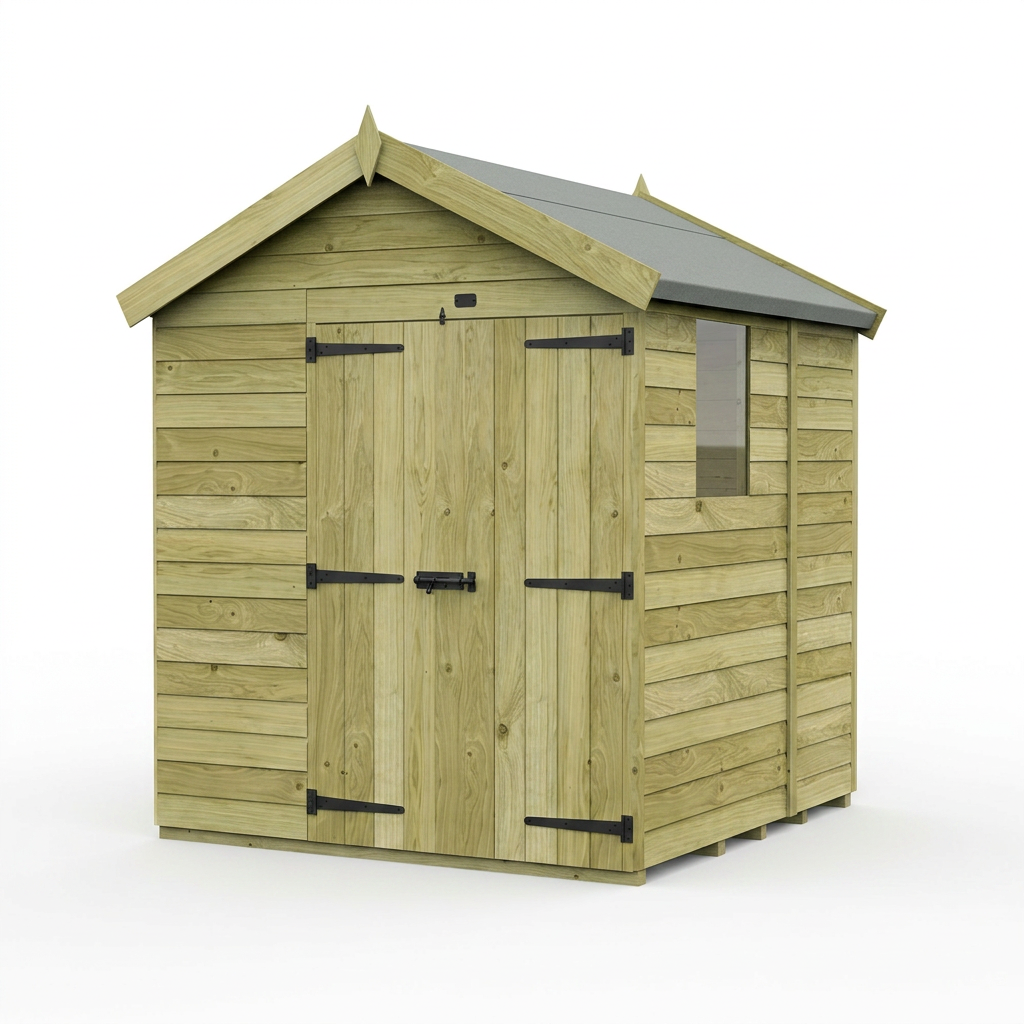 6 x 5 Apex Shed (Double Door, With Windows) - view 6