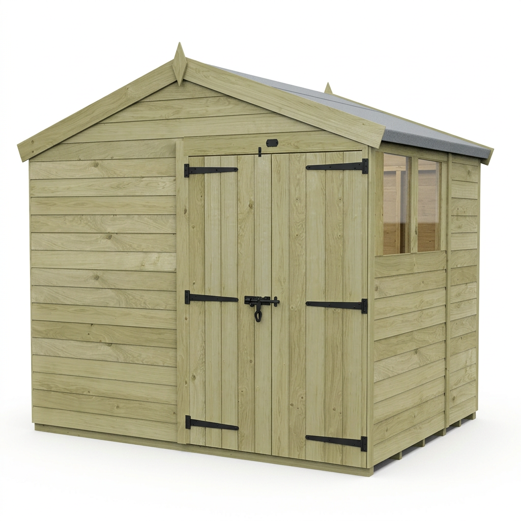 8 x 6 Apex Shed (Double Door, With Windows) - view 6