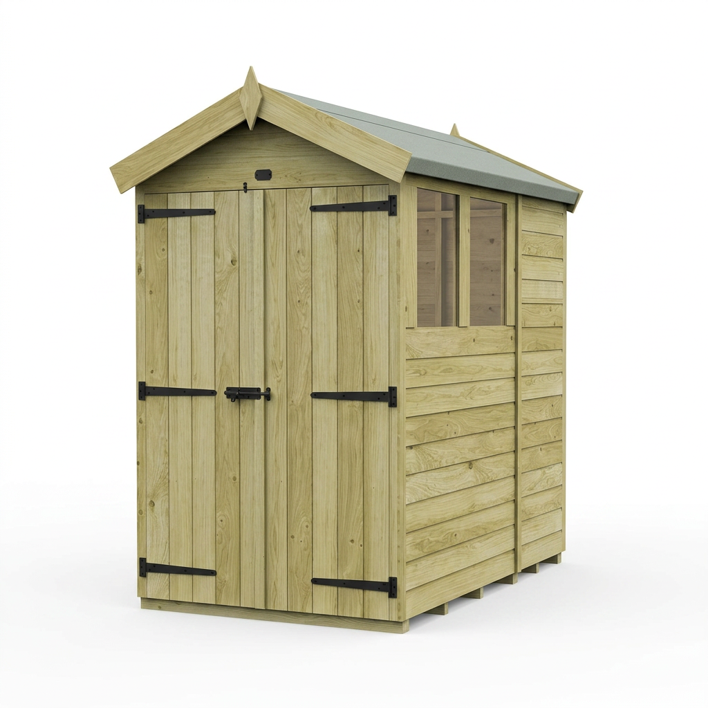 4 x 7 Apex Shed (Double Door, With Windows) - view 6