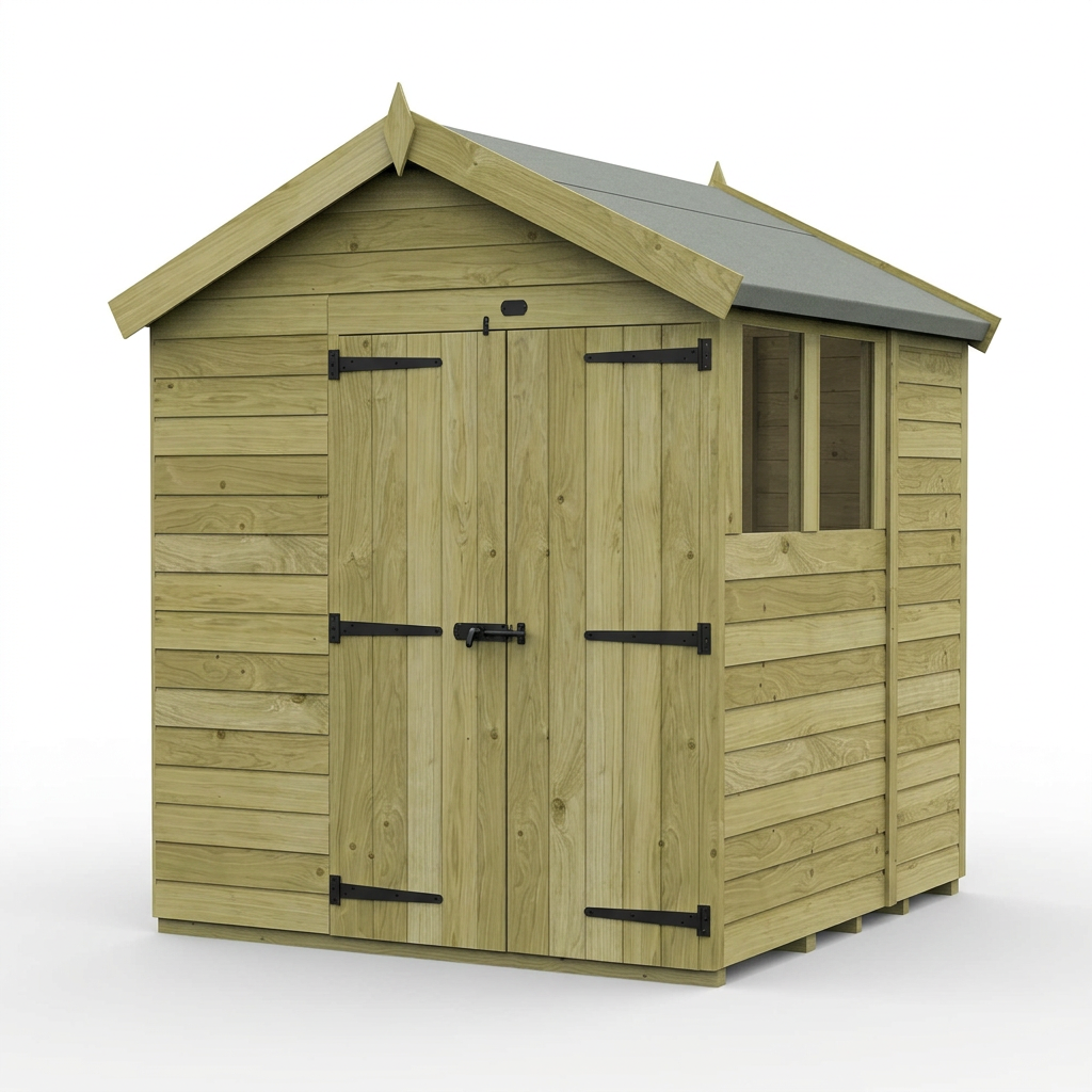 6 x 7 Apex Shed (Double Door, With Windows) - view 6