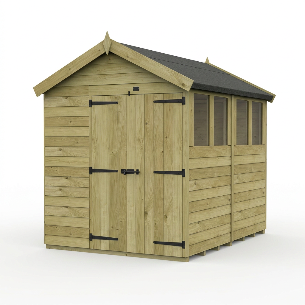 7 x 8 Apex Shed (Double Door, With Windows) - view 6