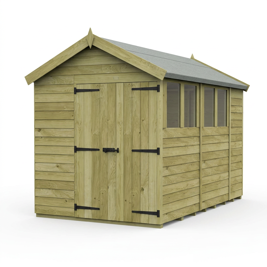 7 x 11 Apex Shed (Double Door, With Windows) - view 6