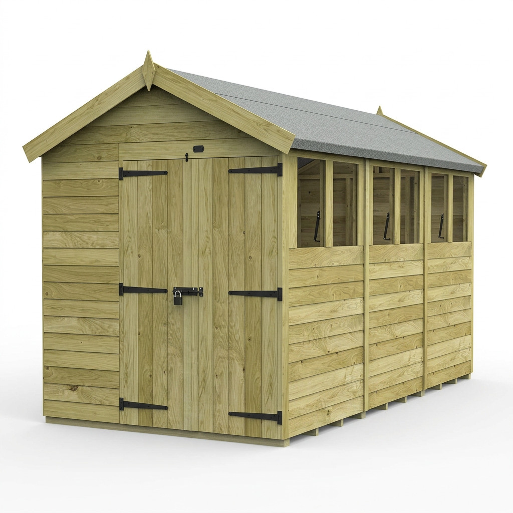 6 x 12 Apex Shed (Double Door, With Windows) - view 6