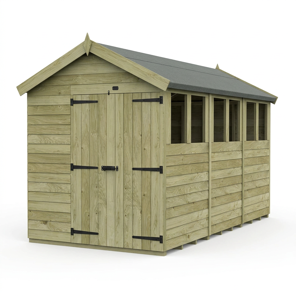 7 x 12 Apex Shed (Double Door, With Windows) - view 6