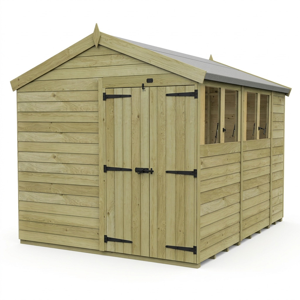 8 x 11 Apex Shed (Double Door, With Windows) - view 6