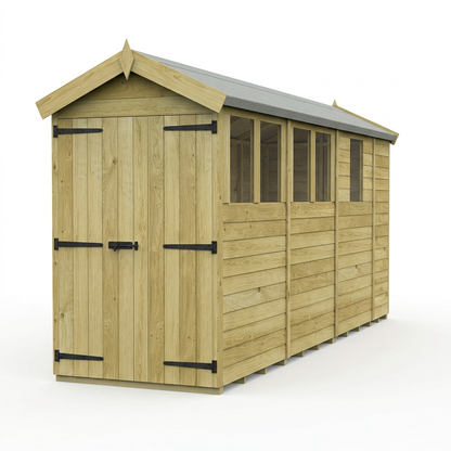 4 x 13 Apex Shed (Double Door, With Windows) - view 6
