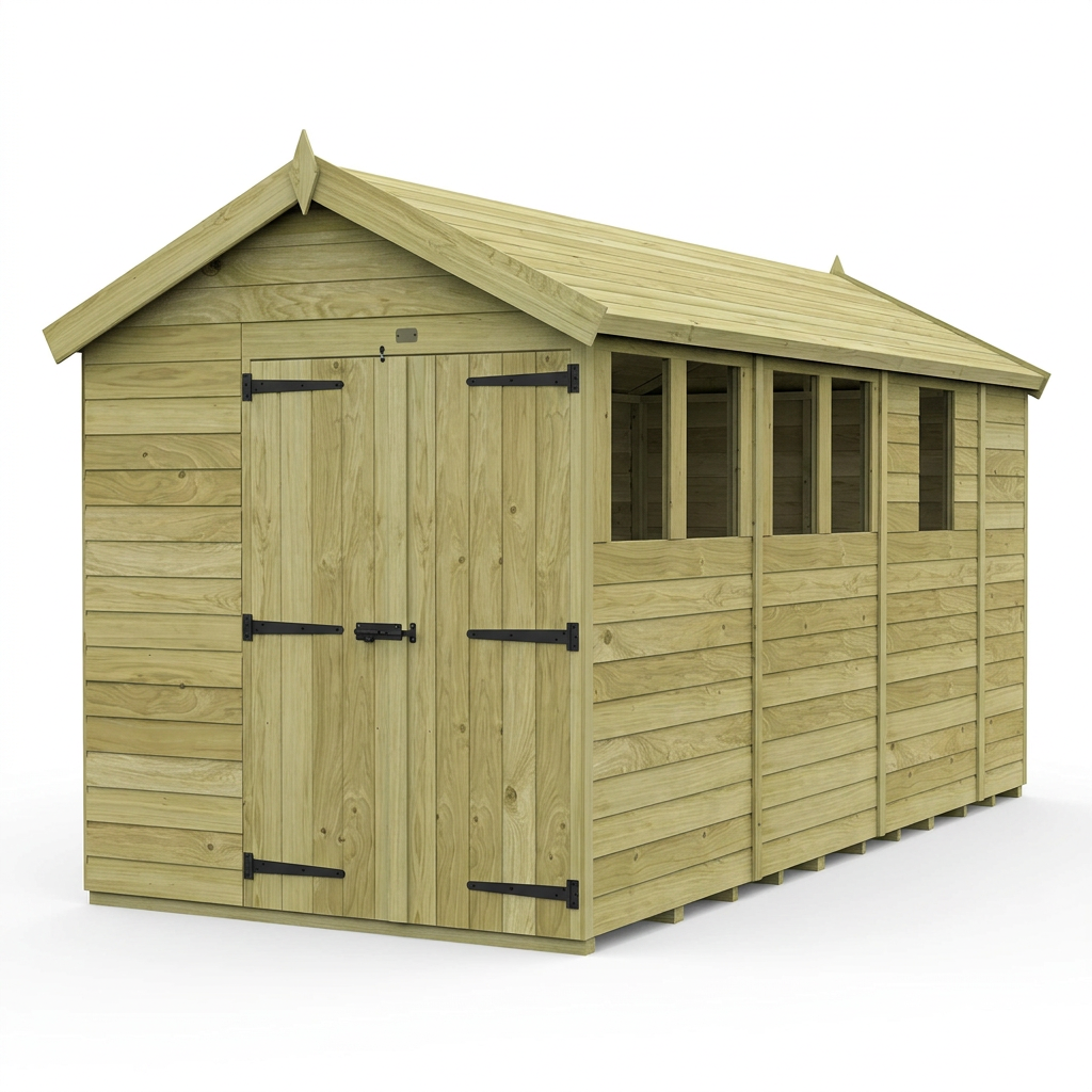 6 x 13 Apex Shed (Double Door, With Windows) - view 6