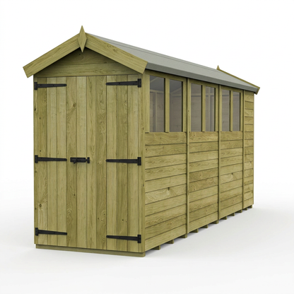 4 x 14 Apex Shed (Double Door, With Windows) - view 3