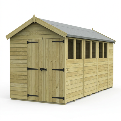 6 x 14 Apex Shed (Double Door, With Windows) - view 3