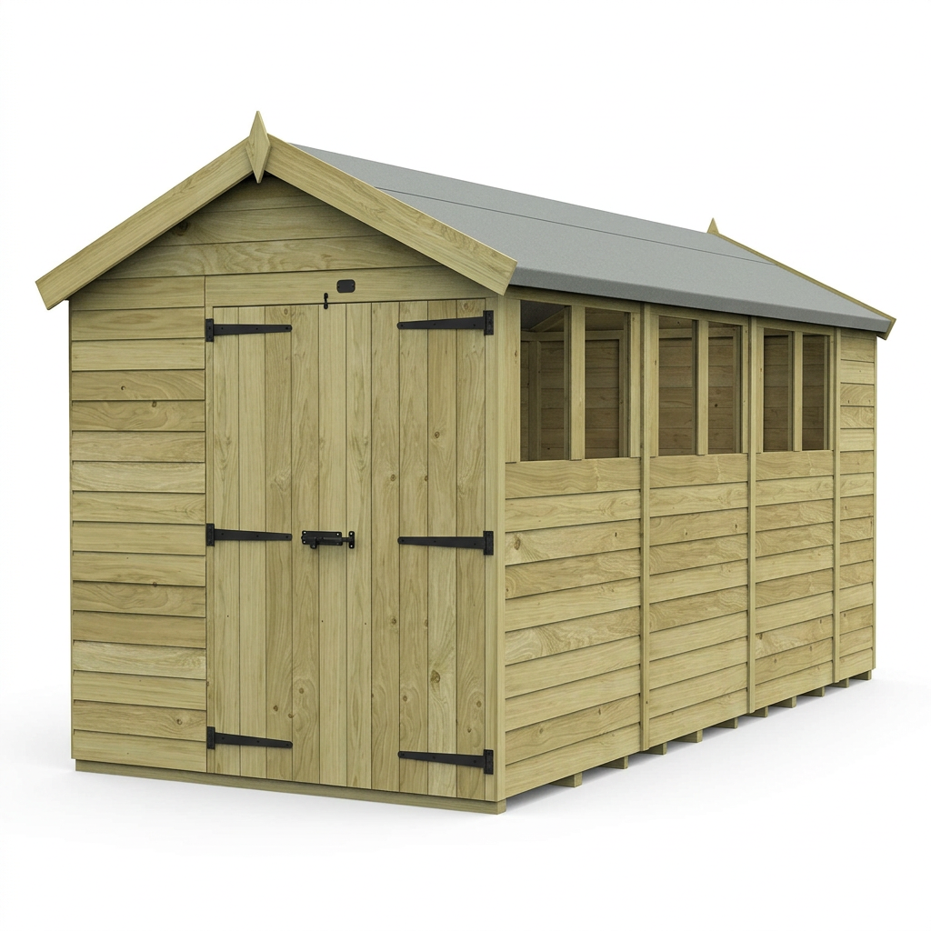 7 x 14 Apex Shed (Double Door, With Windows) - view 3