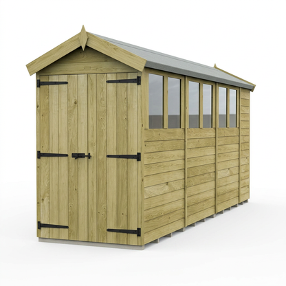 4 x 15 Apex Shed (Double Door, With Windows) - view 6