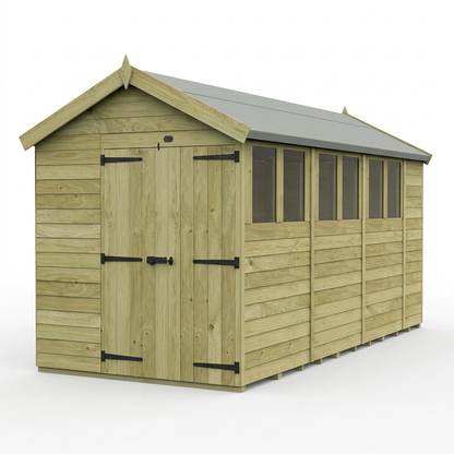 6 x 15 Apex Shed (Double Door, With Windows) - view 3