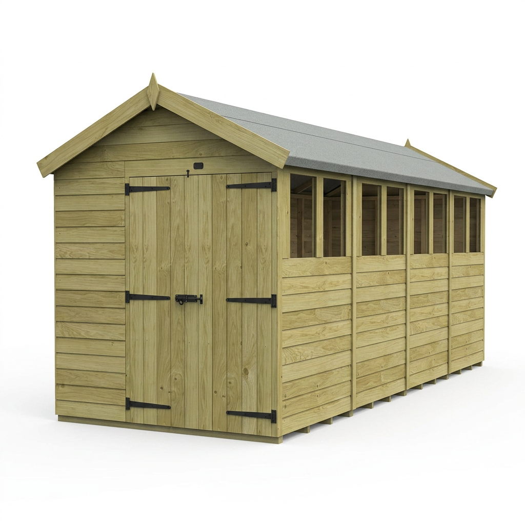 7 x 16 Apex Shed (Double Door, With Windows) - view 3