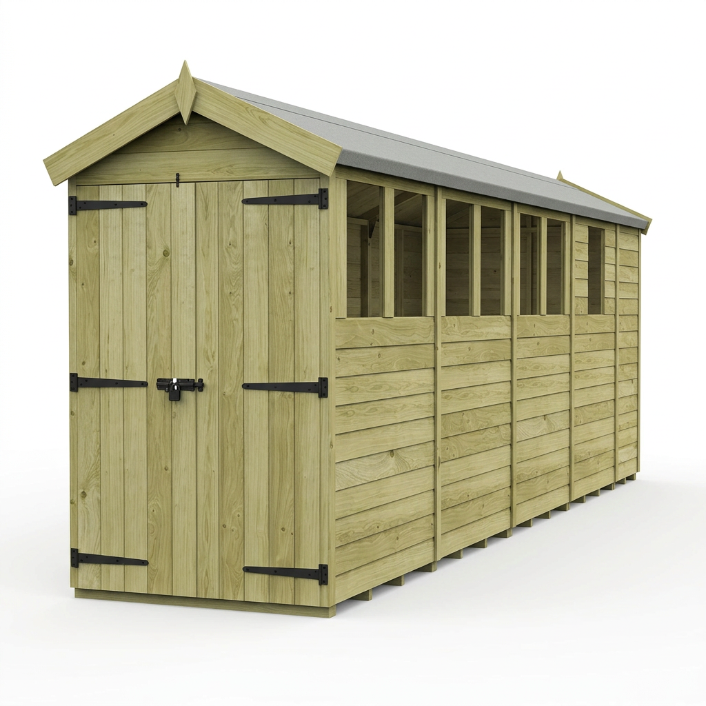 4 x 17 Apex Shed (Double Door, With Windows) - view 5