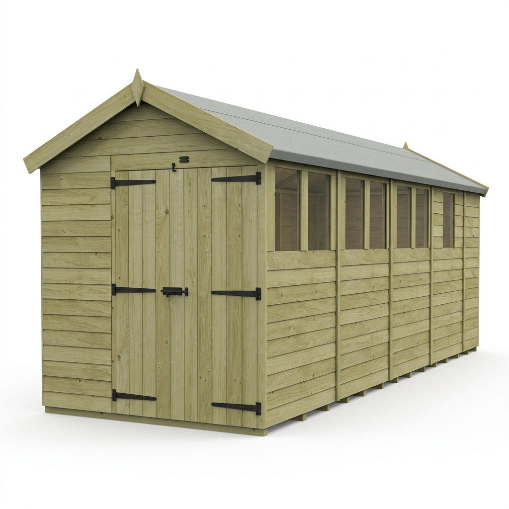 6 x 17 Apex Shed (Double Door, With Windows) - view 3