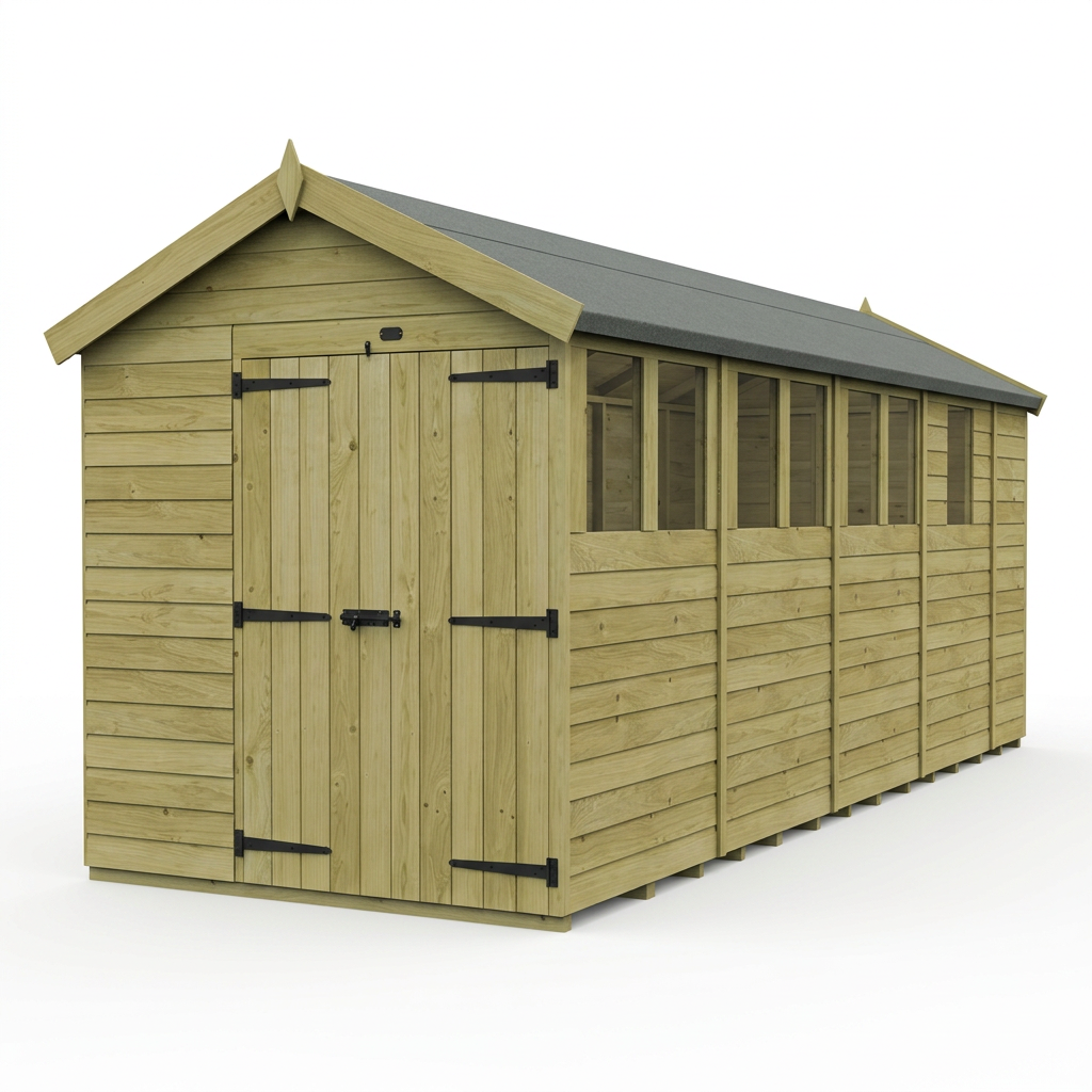 7 x 17 Apex Shed (Double Door, With Windows) - view 3