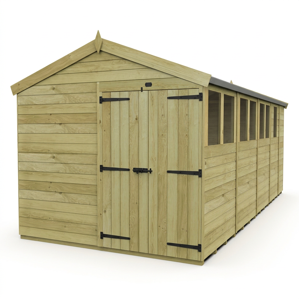 8 x 17 Apex Shed (Double Door, With Windows) - view 3