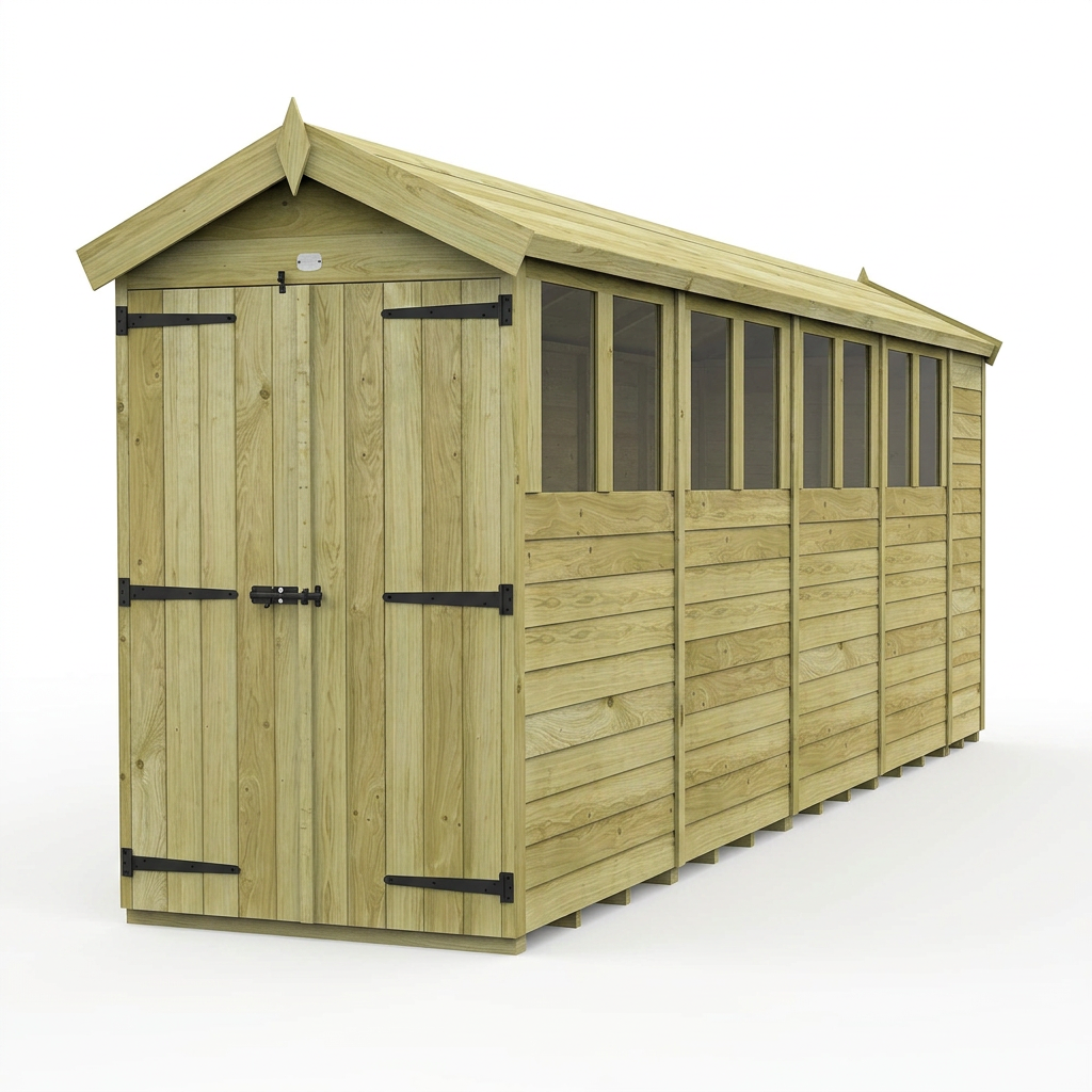 4 x 18 Apex Shed (Double Door, With Windows) - view 4