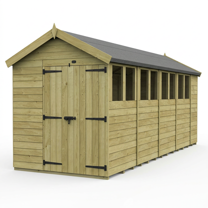 6 x 18 Apex Shed (Double Door, With Windows) - view 5