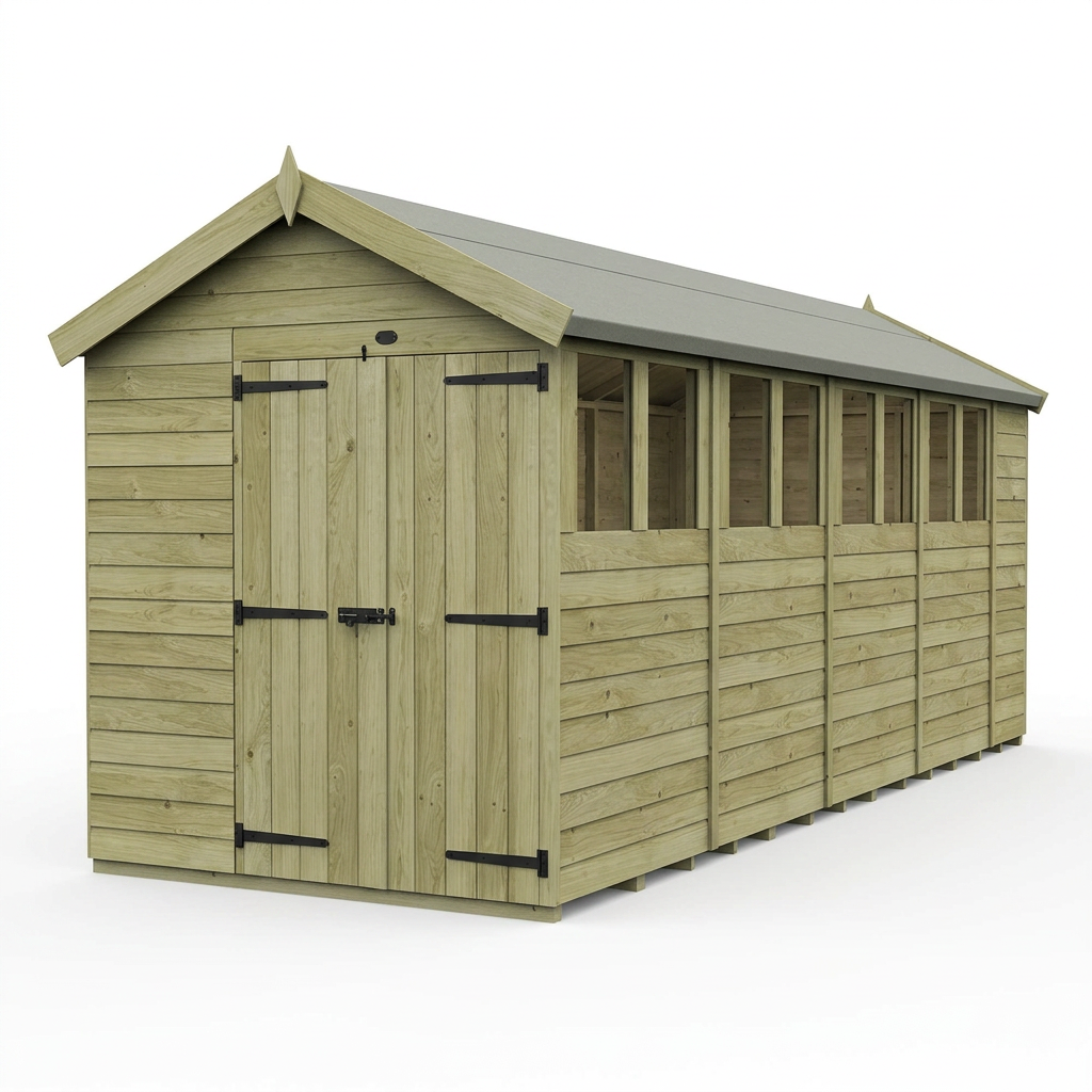 7 x 18 Apex Shed (Double Door, With Windows) - view 4