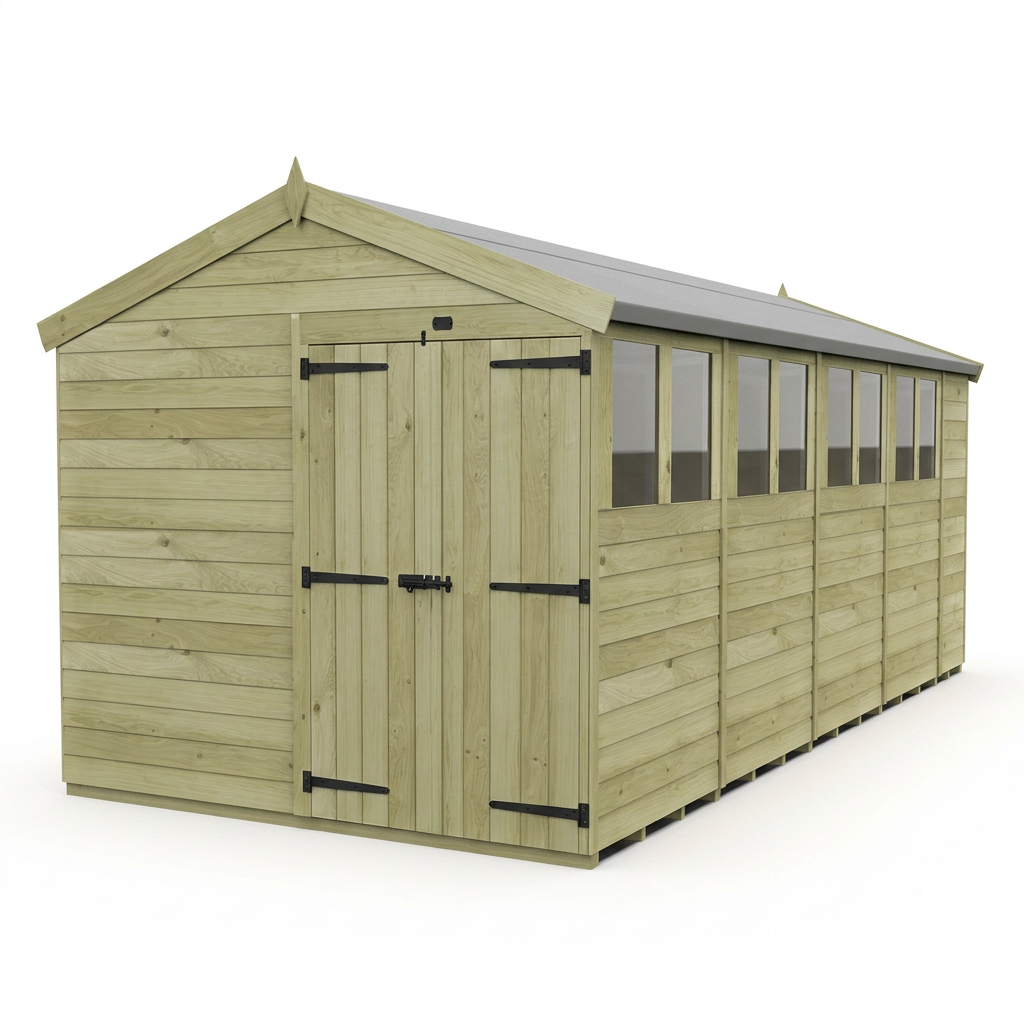 8 x 18 Apex Shed (Double Door, With Windows) - view 6