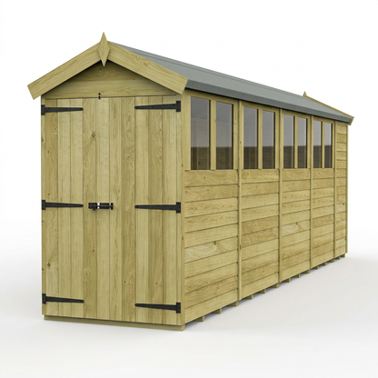 4 x 19 Apex Shed (Double Door, With Windows) - view 5
