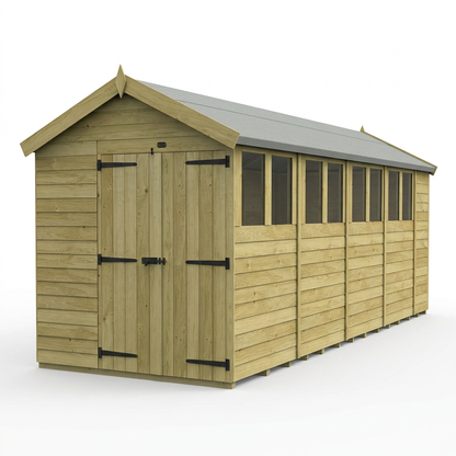 6 x 19 Apex Shed (Double Door, With Windows) - view 3
