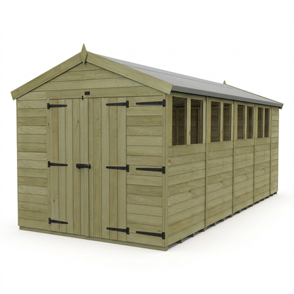 8 x 19 Apex Shed (Double Door, With Windows) - view 3