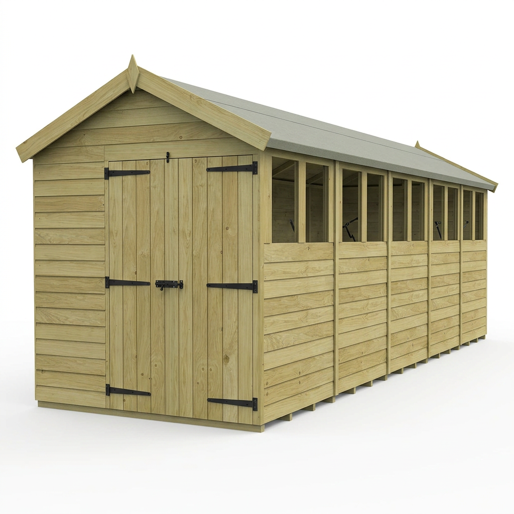 7 x 20 Apex Shed (Double Door, With Windows) - view 3