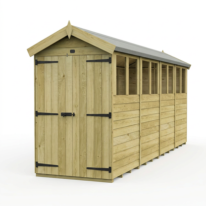 4 x 16 Apex Shed (Double Door, With Windows) - view 4