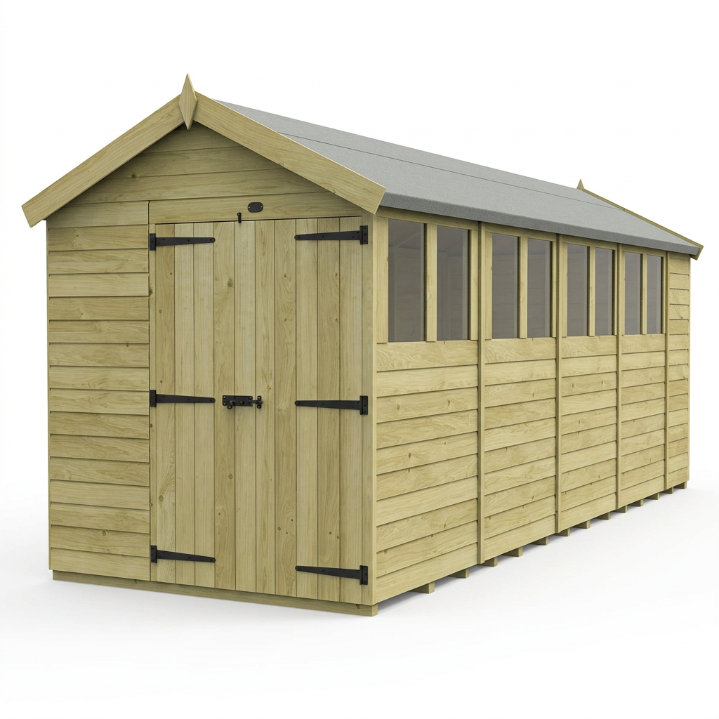 7 x 19 Apex Shed (Double Door, With Windows) - view 3