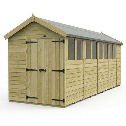 7 x 19 Apex Shed (Double Door, With Windows) - view 3