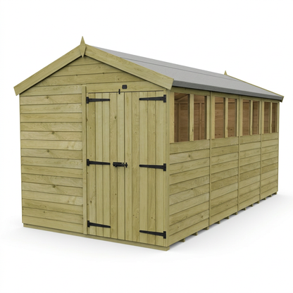 8 x 16 Apex Shed (Double Door, With Windows) - view 3
