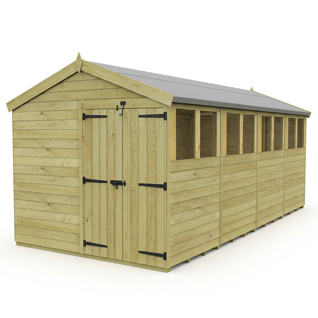 8 x 20 Apex Shed (Double Door, With Windows) - view 3