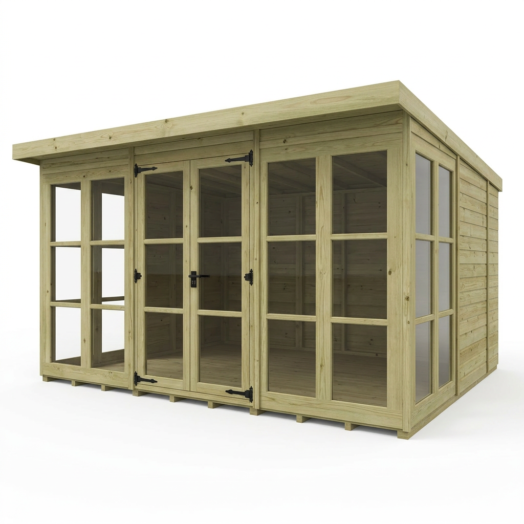 12 x 10 Georgian Window Pent Summer House - view 3
