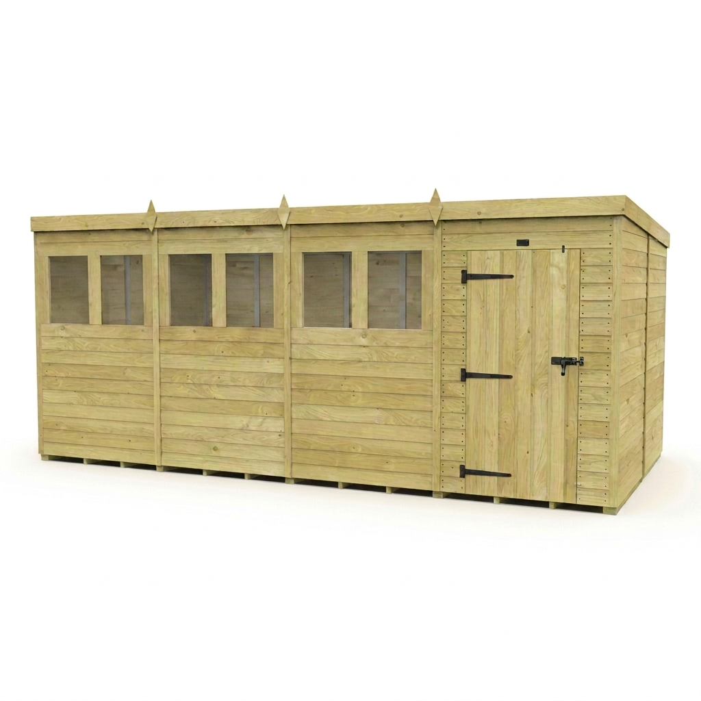 16 x 8 Pent Shed (Single Door, With Windows) - view 4