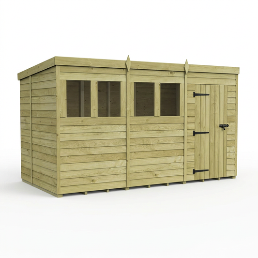 11 x 6 Pent Shed (Single Door, With Windows) - view 2