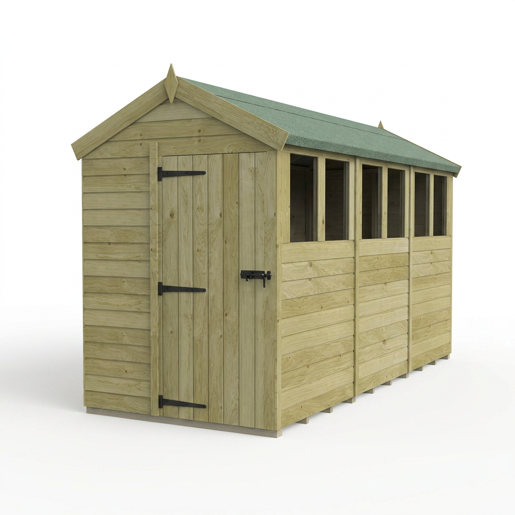 5 x 12 Apex Shed (Single Door, With Windows) - view 4