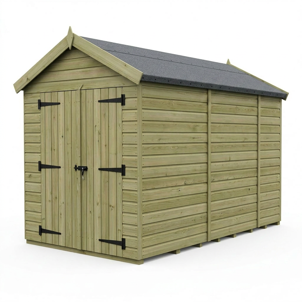 6 x 11 Apex Shed (Double Door, No Windows) - view 3