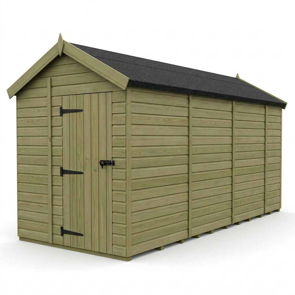 6 x 14 Apex Shed (Double Door, No Windows) - view 3