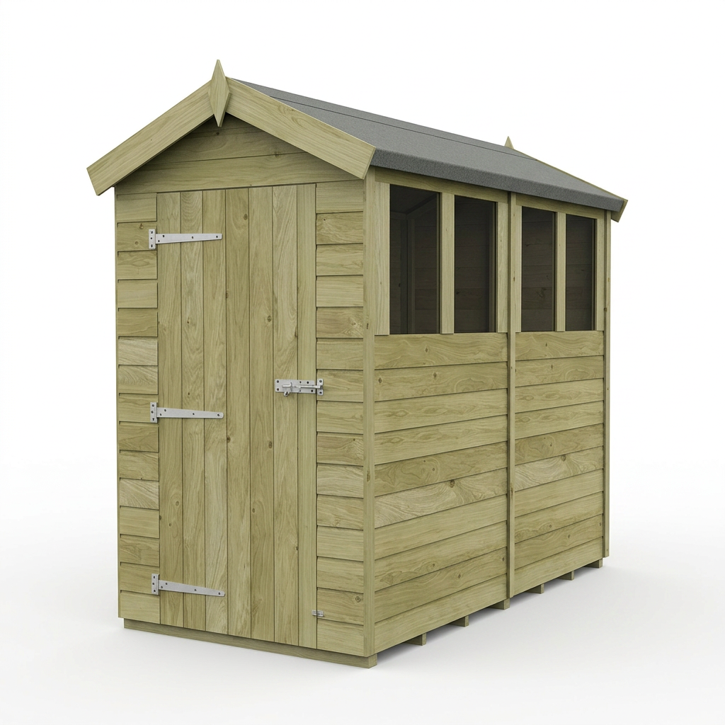 8 x 4 Apex Shed (Single Door, With Windows) - view 3