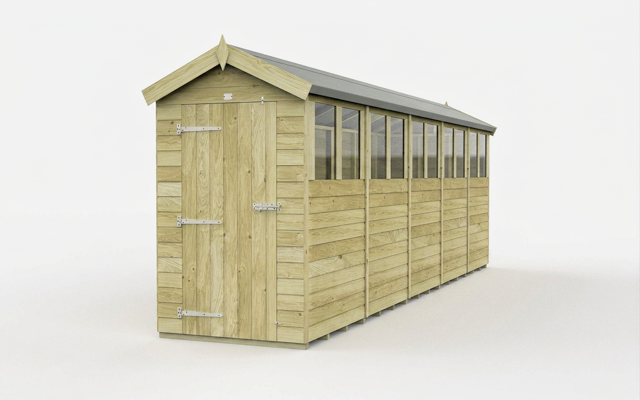 4 x 20 Apex Shed (Single Door, With Windows) - view 3