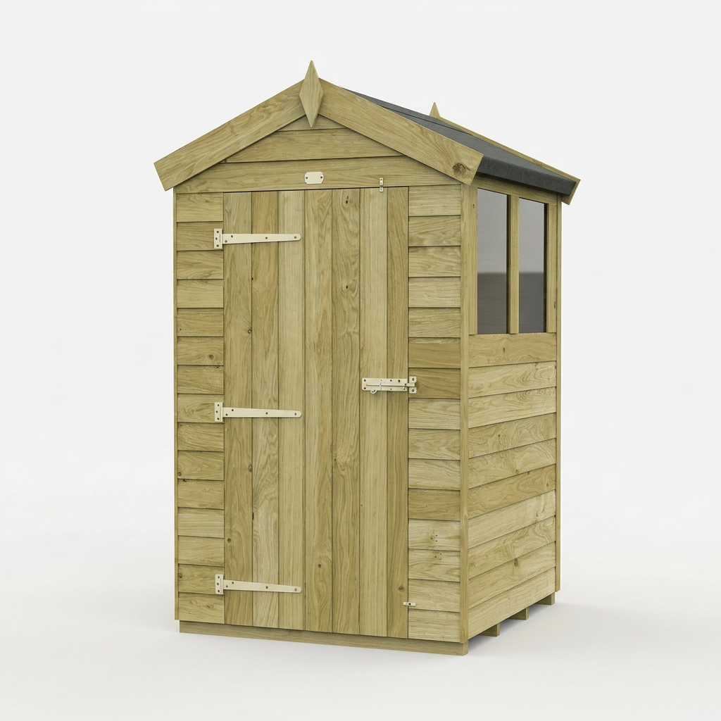 4 x 4 Apex Shed (Single Door, With Windows) - view 3